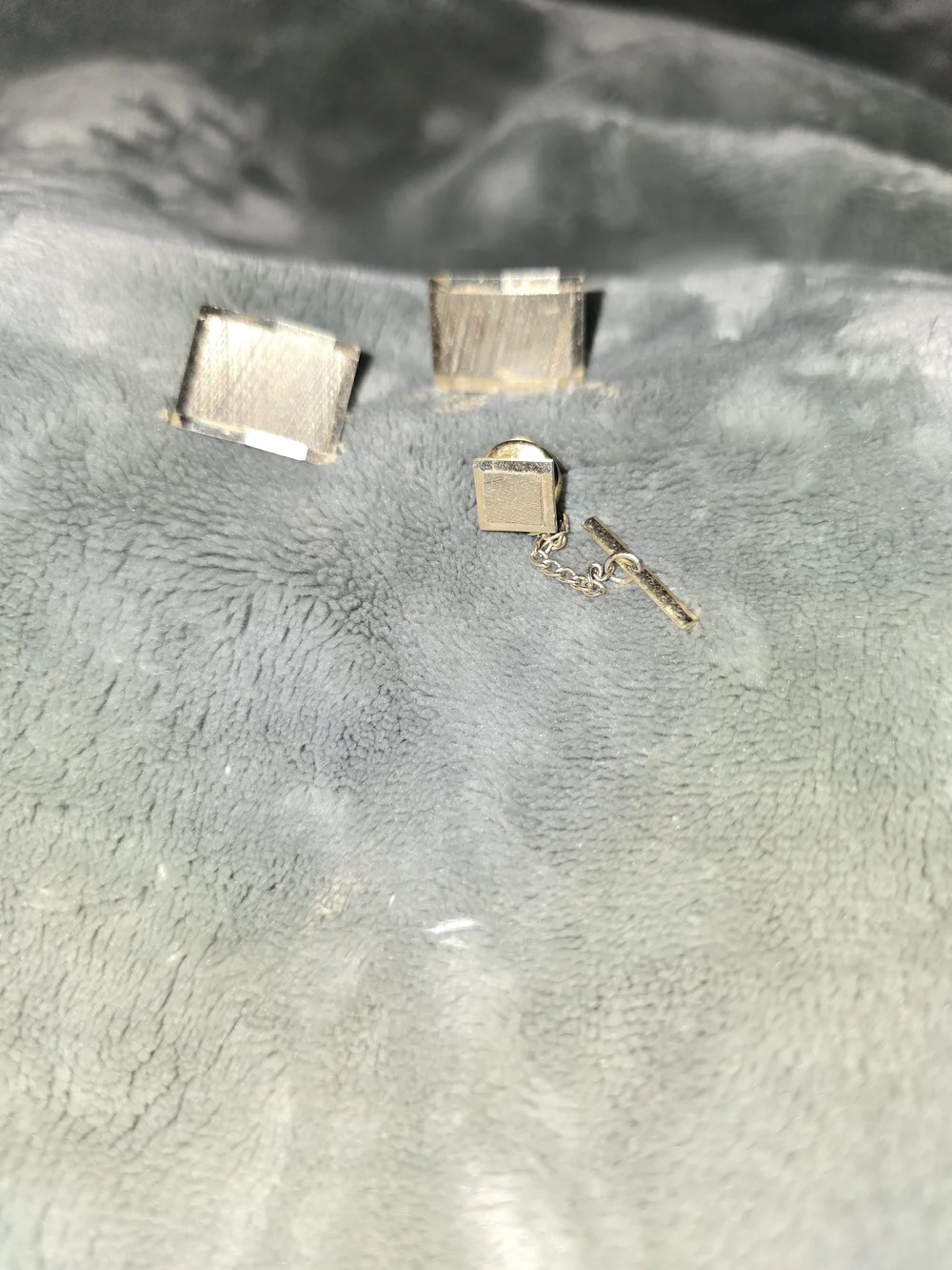 Gold-Tone Square Cufflinks and Tie Pin